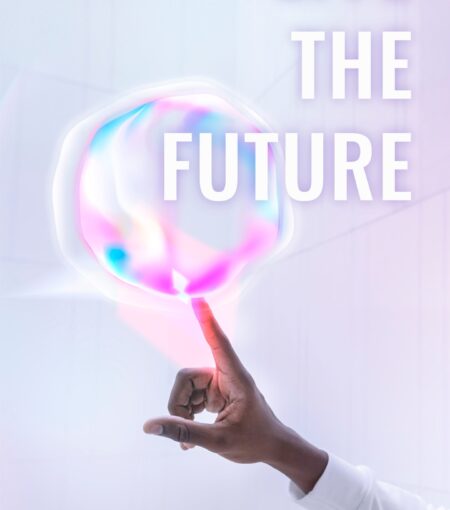 Live the future template vector Virtual assistant technology social media story